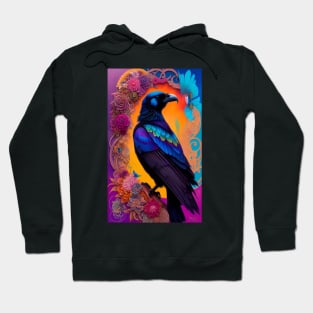 Floral Design with Flowers - Raven Crow Black Birds Hoodie